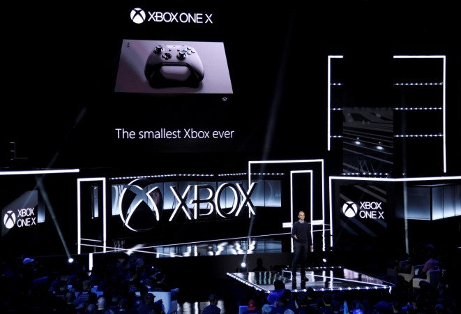 Kareem Choudhry, Xbox Vice President, introduces the Xbox One X gaming console during the Xbox E3 2017 media briefing in Los Angeles, California, U.S., June 11, 2017. Xbox One X vs PS4 Pro