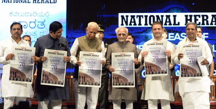 In picture: Several Congress leaders, including party vice-president Rahul Gandhi (second from right), formally relaunch the National Herald in Bengaluru on Monday, June 12, 2017. National Herald