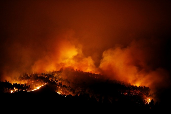 A forest fire is seen near Tojeira, Pedrogao Grande, in central Portugal, June 18, 2017. Portugal Fire