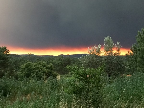 Smoke rises from a forest fire, seen from the village of Mourisco in central Portugal, June 17, 2017. Portugal Fire
