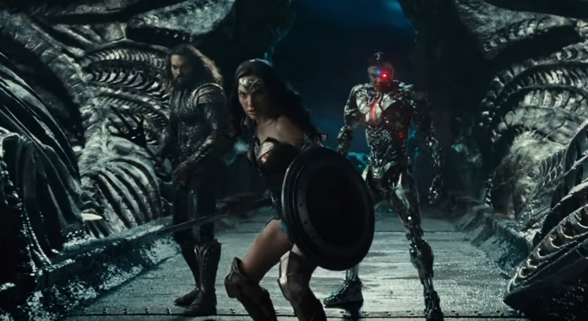 A scene from Justice League trailer Wonder woman Aquaman