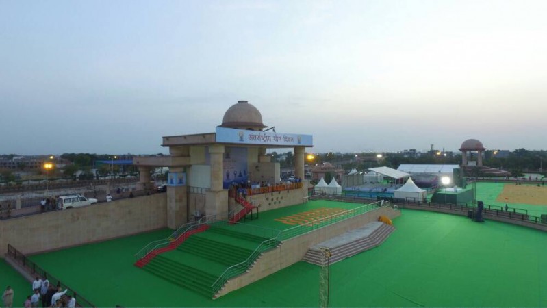 In picture: The Ramabai Ambedkar Maidan in Lucknow, where Prime Minister Narendra Modi is celebrating the third International Day of Yoga, on June 21, 2017. Ramabai Ambedkar Maidan