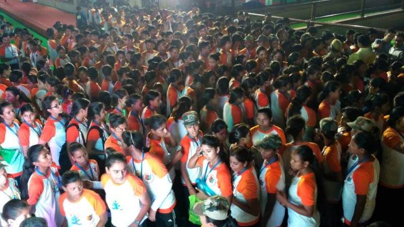 In picture: Participants make their way into the venue of the 3rd International Day of Yoga celebrations in Lucknow, with Prime Minister Narendra Modi expected to join them shortly. Yoga