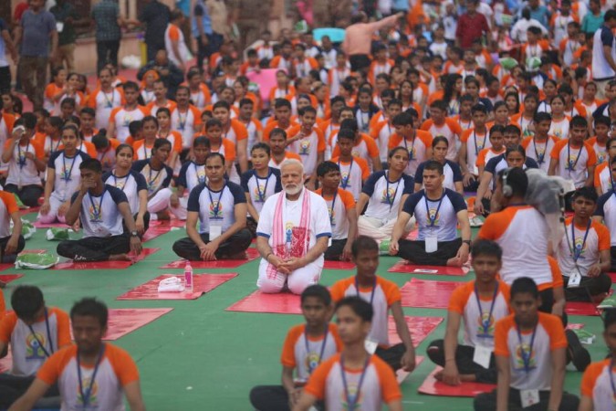 In picture: Prime Minister Narendra Modi performs yoga at the Ramabai Ambedkar Maidan in Lucknow on the occasion of third International Yoga Day on June 21, 2017. Prime Minister Narendra Modi
