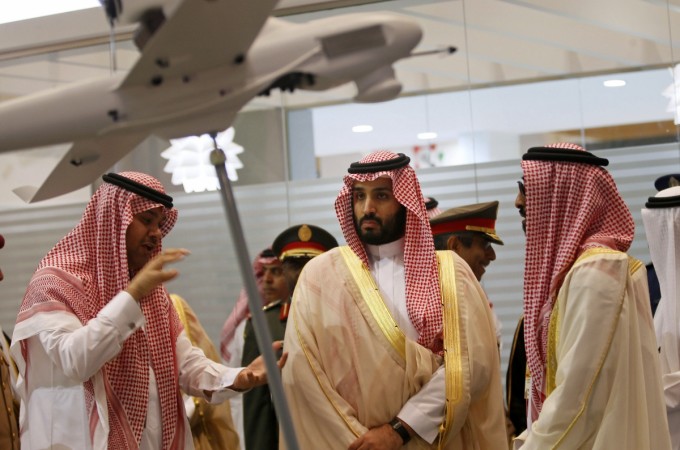 Saudi Defence Minister, Prince Mohammad bin Salman (C), visits the International Defence Exhibition and Conference (IDEX) in Abu Dhabi February 22, 2015. Saudi Defence Minister, Prince Mohammad bin Salman