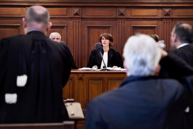 A judge speaks during the so-called 'Conrad princesses' trial in front of the Brussels criminal court for human trafficking, on May 11, 2017. Conrad Princesses Brussels-UAE