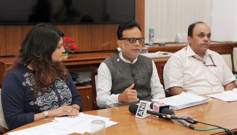 Revenue Secretary Dr. Hasmukh Adhia (centre) at the Facebook Q&A session on GST in New Delhi on May 1, 2017. gst, gst seminar, gst bill, gst council, gst hasmukh adhia, gst facebook, gst rates