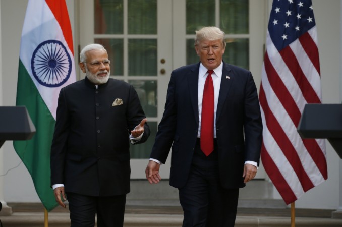 President Donald Trump arrives for a joint news conference with Indian Prime Minister Narendra Modi in the Rose Garden of the White House in Washington. India is under huge US pressure to keep Huawei out. Modi Trump, Modi in US