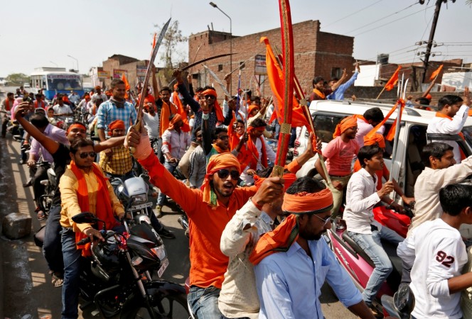 Hindu Yuva Vahini vigilante members take part in a rally in the city of Unnao, India, April 5, 2017. (Representational Image) Hindu Yuva Vahini