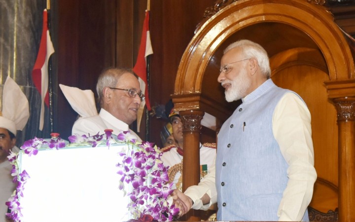 The President, Pranab Mukherjee and the Prime Minister, Narendra Modi at the ceremony to launch the Goods & Service Tax (GST) on July 1, 2017. GST