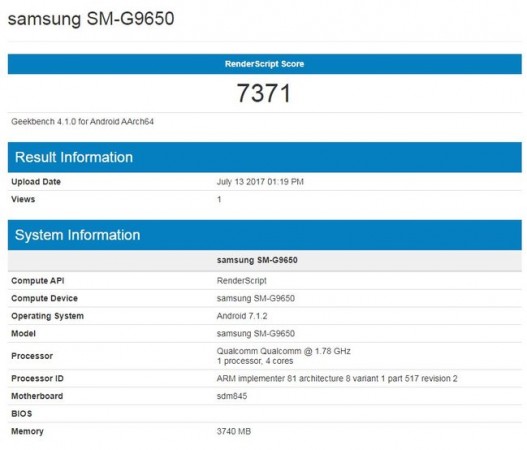 Mysterious Samsung device spotted on Geekbench with model number SM-G9650: Is it Galaxy S9? Samsung SM-G9650