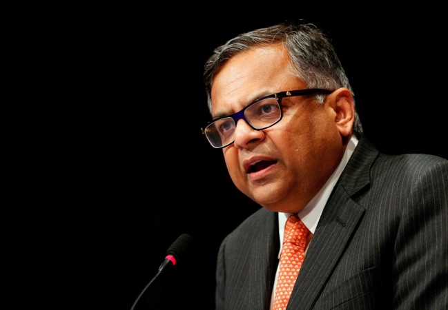 Tata Sons Chairman Natarajan Chandrasekaran speaks to shareholders during the Tata Consultancy Services (TCS) annual general meeting in Mumbai on June 16, 2017. REUTERS/Danish Siddiqui Tata Sons