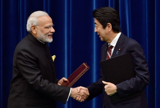 Prime Minister Narendra Modi with his Japanese counterpart Shinzo Abe in Tokyo in November 2016. Modi Shinzo Abe