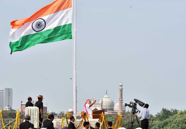 Prime Minister Narendra Modi addresses the nation from the Red Fort in New Delhi on the occasion of Independence Day on August 15, 2016. Prime Minister Narendra Modi