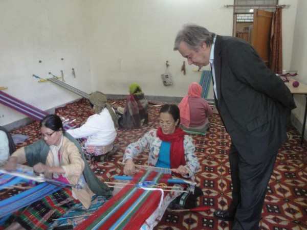 In picture: United Nations Secretary-General Antonio Guterres is concerned that India is considering deporting Ronhingya refugees, his spokesperson said Monday, August 14, 2017. Guterres is seen speaking to refugees from Myanmar during a visit to New Delhi in 2012 when he was the UN High Commissioner for Refugees. Rohingyas