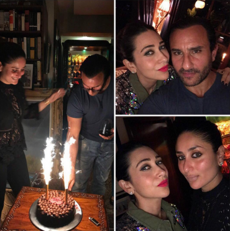 Saif Ali Khan on his birthday with Kareena Kapoor Khan and Karisma Kapoor Saif Ali Khan on his birthday with Kareena Kapoor Khan and Karisma Kapoor
