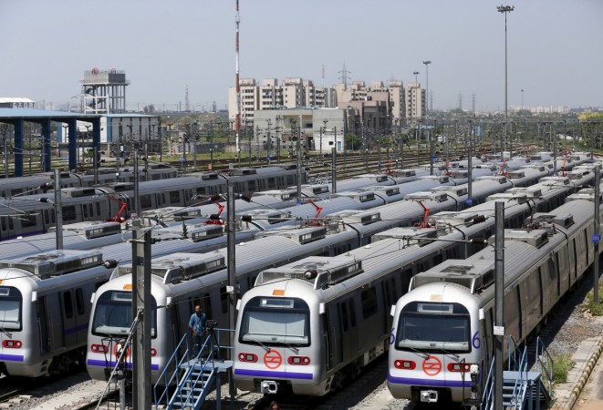 Delhi Metro Rail Corporation (DMRC) trains are seen parked at a metro depot in New Delhi April 9, 2015. REUTERS/Anindito Mukherjee Metro