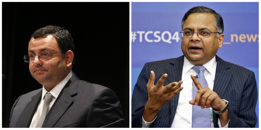 N Chandrasekaran and Cyrus Mistry. A company law appellate court has ordered Tata Sons to reinstate Mistry as chairman. RRRRRRRRRRRRRRRRE和ARI