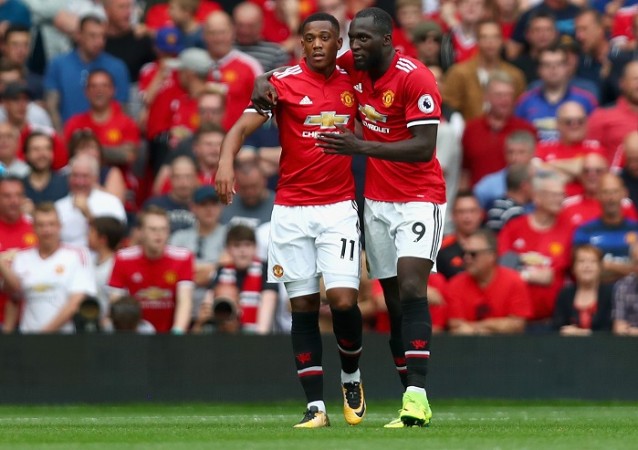 Anthony Martial (L) was impressive during United's 4-1 over Burton on Wednesday Anthony Martial, Romelu Lukaku, Manchester United