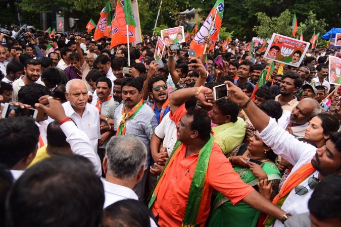 In picture: Karnataka BJP chief BS Yeddyurappa at a rally in Bengaluru on Friday, August 18, 2017. BS Yeddyurappa