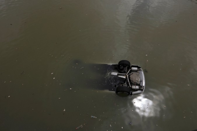 A vehicle is seen floating on the sea after Typhoon Hato hits Macau, China August 24,2017 Typhoon Hato