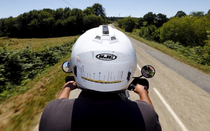 A rider with a helmet. Helmet, biker helmet