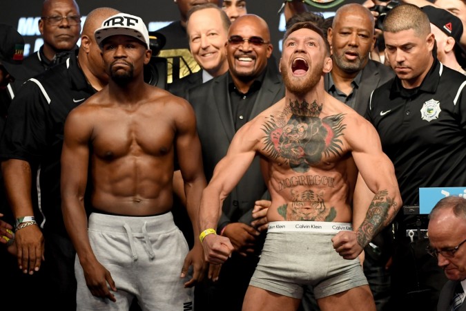 File photo of Floyd Mayweather and Conor McGregor. mayweather, mcgregor