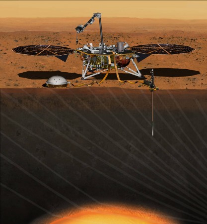 This artist's concept from August 2015 depicts NASA's InSight Mars lander fully deployed for studying the deep interior of Mars nasa, Mars, Red Planet, InSight,