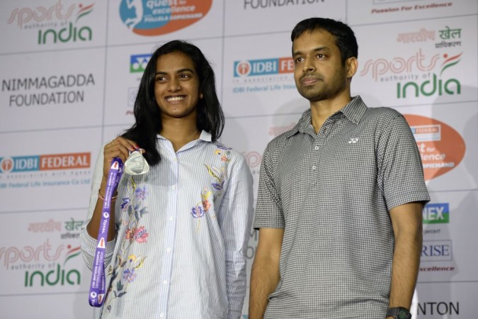 Sindhu and Gopichand were felicitated in Hyderabad after the former's silver medal-winning campaign in Glasgow PV Sindhu Pullela Gopichand 1