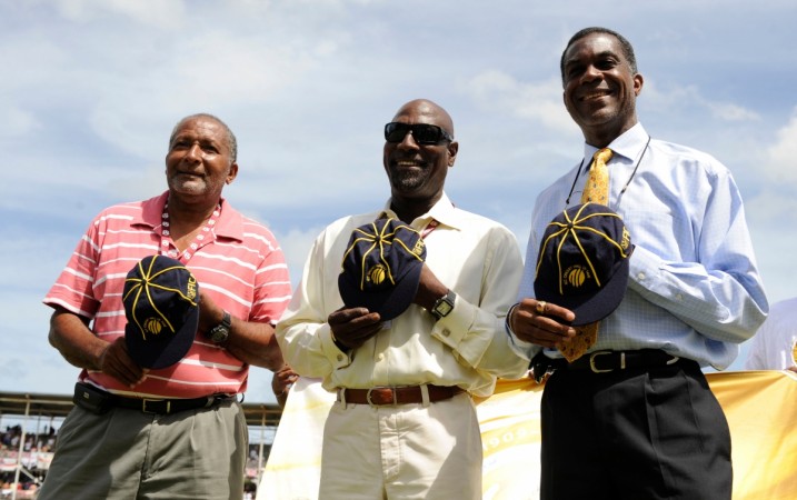 Michael Holding (right) with Andy Roberts (left) and Vivian Richards were all part of the 1979 team Michael Holding