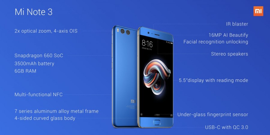 Xiaomi Mi Note 3 specs. Xiaomi Mi Note 3