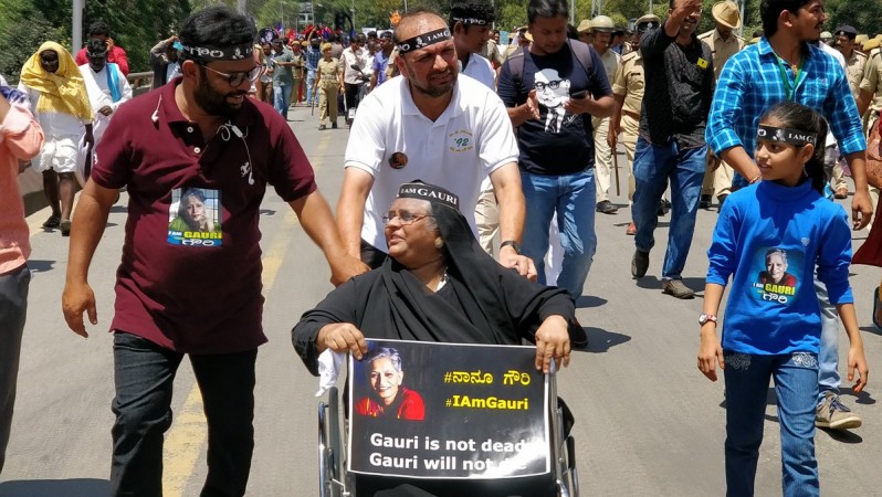 A Physicallt disabeled woman at the 'I am Gauri' rally gauri lankesh