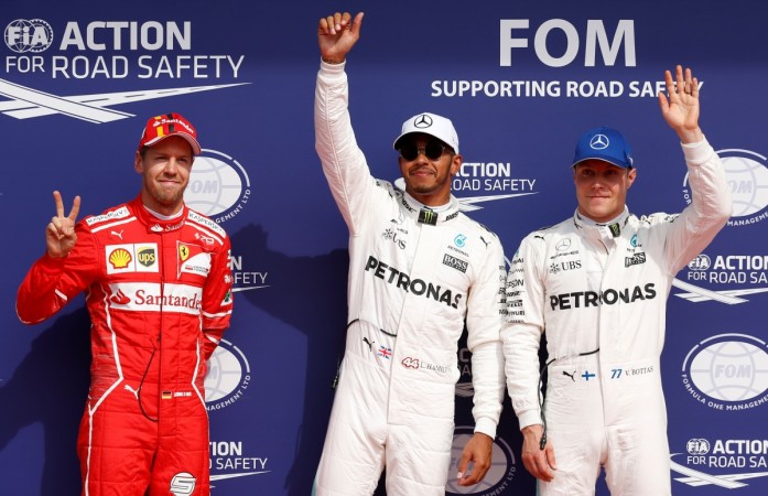 (L-R) Sebastian Vettel, Hamilton and Bottas lewis hamilton, sebastian vettel, f1