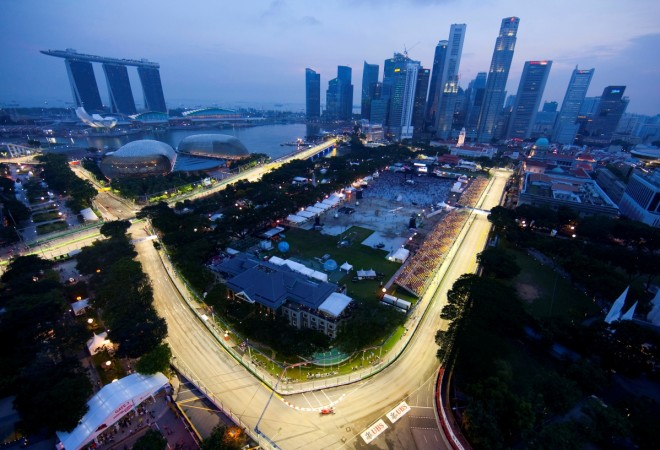 Part of the illuminated circuit is seen during the third practice session of the Singapore F1 Grand Prix at the Marina Bay circuit singapore grand prix, f1