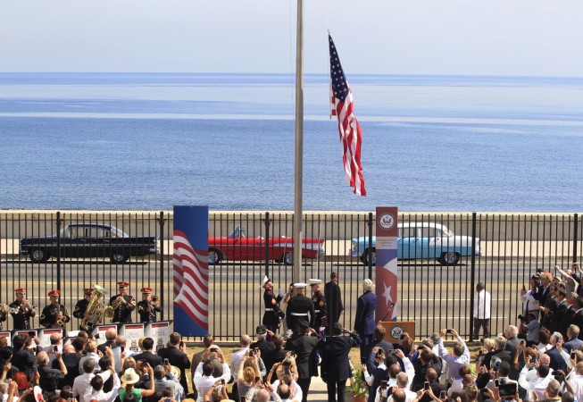 US marines raise the American flag at the US embassy in Havana, Cuba Americans in Cuba