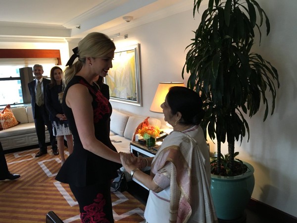External Affairs Minister Sushma Swaraj met US President Donald Trump's daughter and adviser Ivanka Trump Sushma Swaraj Ivanka Trump