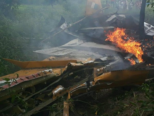 An Indian Air Force Trainer that crashed in Telangana on Thursday, September 28, 2017. IAF trainer
