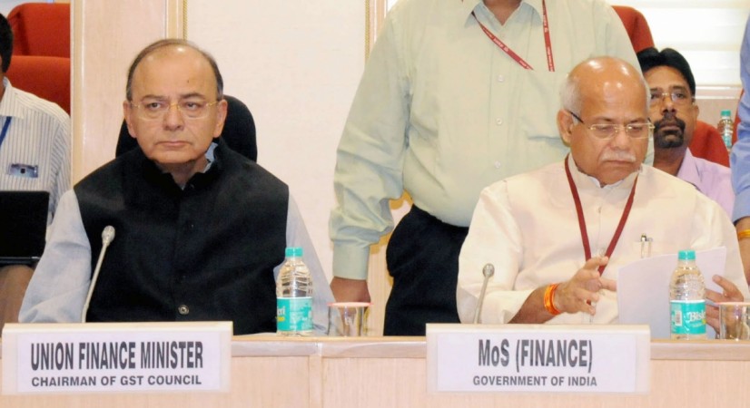 Union Minister for Finance and Corporate Affairs Arun Jaitley chairs the 22nd GST Council meeting in New Delhi on October 6, 2017. Minister of State for Finance Shiv Pratap Shukla is also seen. GST Council meeting