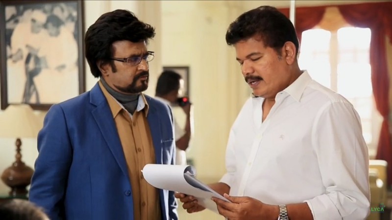 Rajinikanth with Shankar on the sets of 2.0 aka Enthiran 2. Rajinikanth with Shankar on the sets of 2.0 aka Enthiran 2