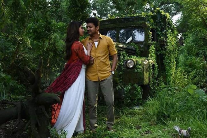 Vijay with Samantha in Mersal. Vijay with Samantha in Mersal