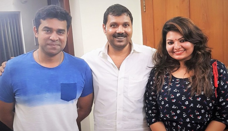 Producers-actors Vijay Babu and Sandra Thomas with advocate Premraj Menon Vijay babu, Sandra Thomas