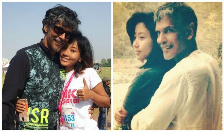 Milind Soman and his girlfriend Ankita Konwar Milind Soman and his girlfriend Ankita Konwar