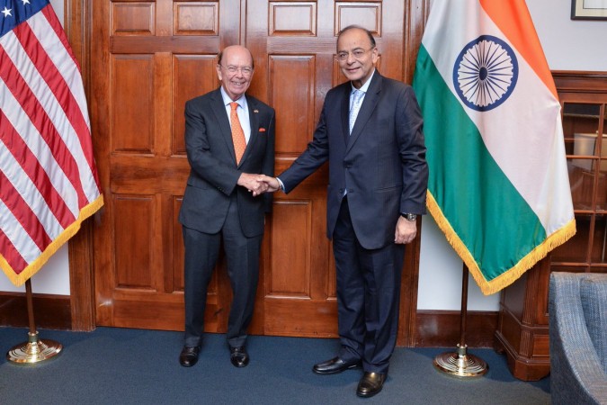 In picture: Union Finance Minister Arun Jaitley with US Secretary of Commerce Wilbur Ross at the US Department of Commerce, Washington, DC, on October 12, 2017. Arun Jaitley