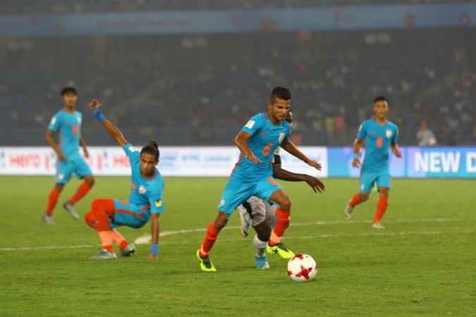 The India under 17 football team during their match against Ghana. fifa u17 world cup, indian football