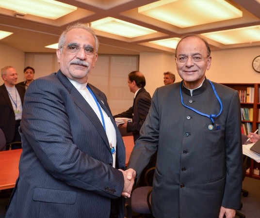 Union Finance Minister Arun Jaitley during a bilateral meeting with Iranian Finance Minister Masoud Karbasian at the International Monetary Fund in Washington, on Oct 14, 2017 Arun Jaitley in Washington
