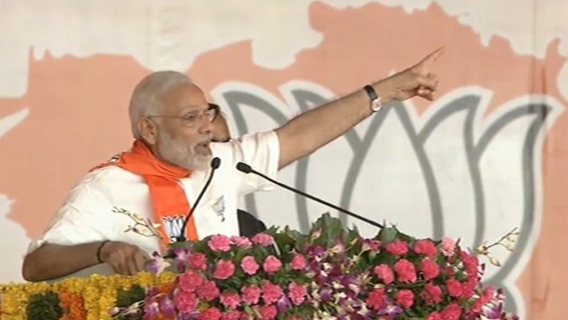 In picture: Prime Minister Narendra Modi addresses a bega rally at Gandhinagar in Gujarat on Monday, October 16, 2017. Prime Minister Narendra Modi
