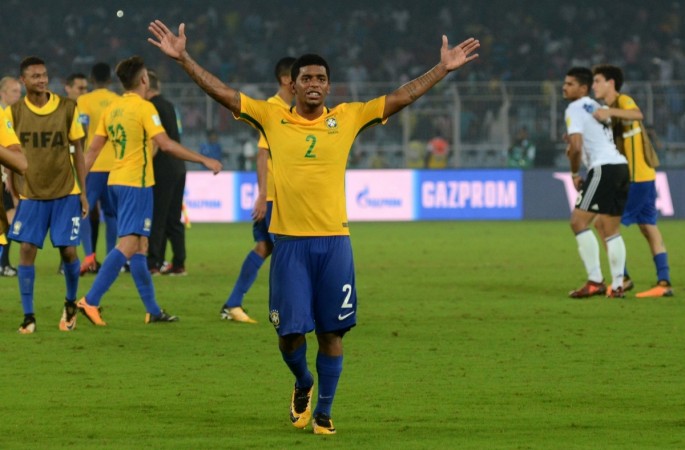 Brazil players celebrate during their 2-1 win over Germany on Sunday Brazil U-17 World Cup quarter-final