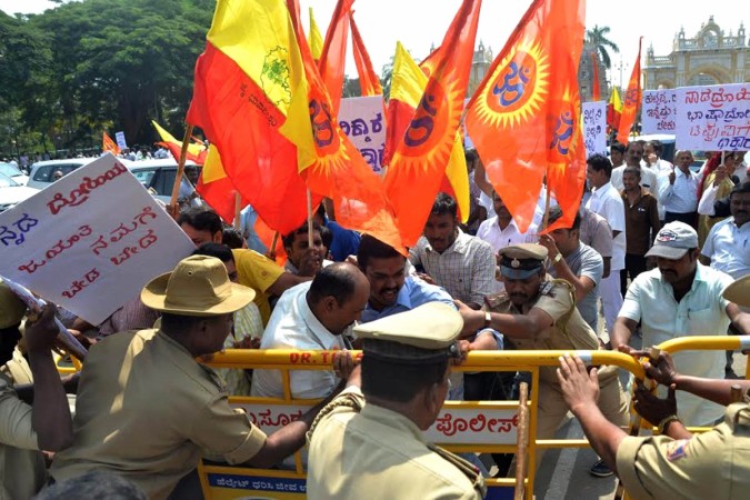 BJP workers stage a demonstration against Karnataka governments plan to celebrate Tipu Jayanti in Mysuru on Nov 7, 2016 TIPU JAYANTI PROTEST