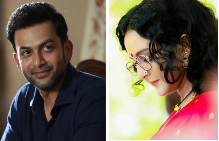 Prithviraj Sukumaran and Manju Warrier. Prithviraj Sukumaran, Manju Warrier, Tovino Thomas