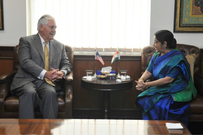 Rex Tillerson with Sushma Swaraj Rex Tillerson Sushma Swaraj